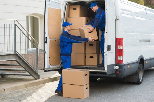 Furniture being carefully unloaded at a Newington property