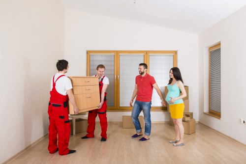 Man and van removals service operating in a Newington residential street