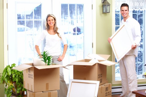 Professional movers handling retail fixtures in Newington